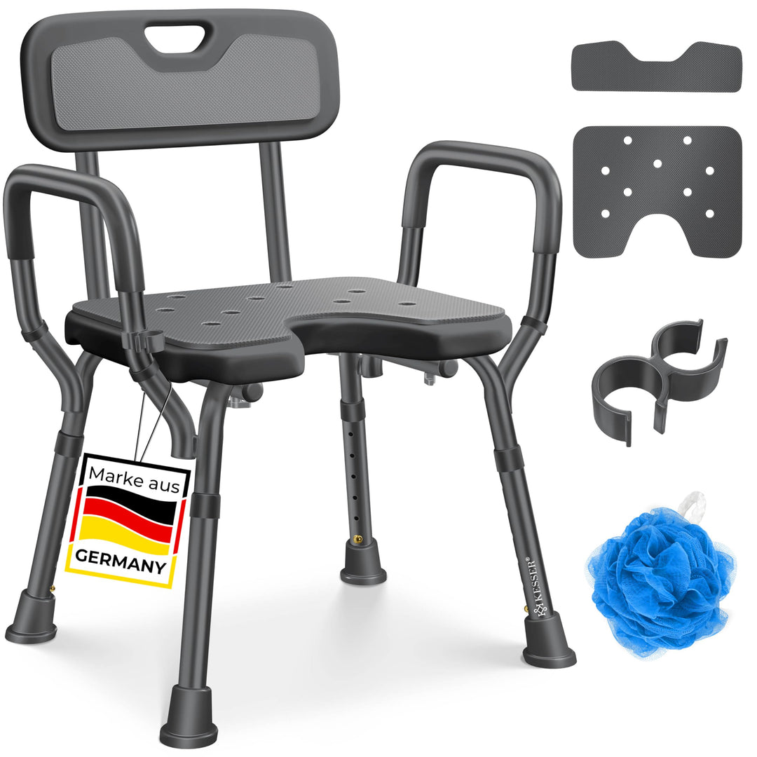 KESSER® Duschhocker mit Lehne für Senioren & Schwangere Duschsitz | Badhocker 150KG belastbar 6 Stuf