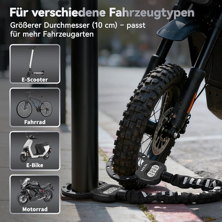 HEETA E Scooter Schloss Zahlenschloss mit Tasche, 8mm Fahrradschloss Hohe Sicherheit, e Roller Schlo