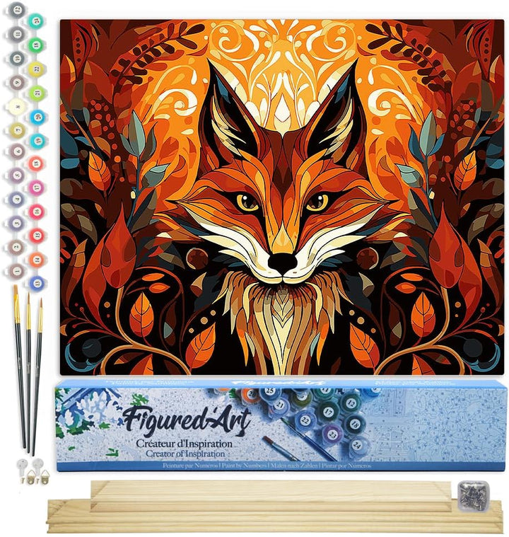 Figured'Art Malen Nach Zahlen Erwachsene Mit Rahmen Fuchs Art Deco - Paint by Numbers Basteln DIY Ba