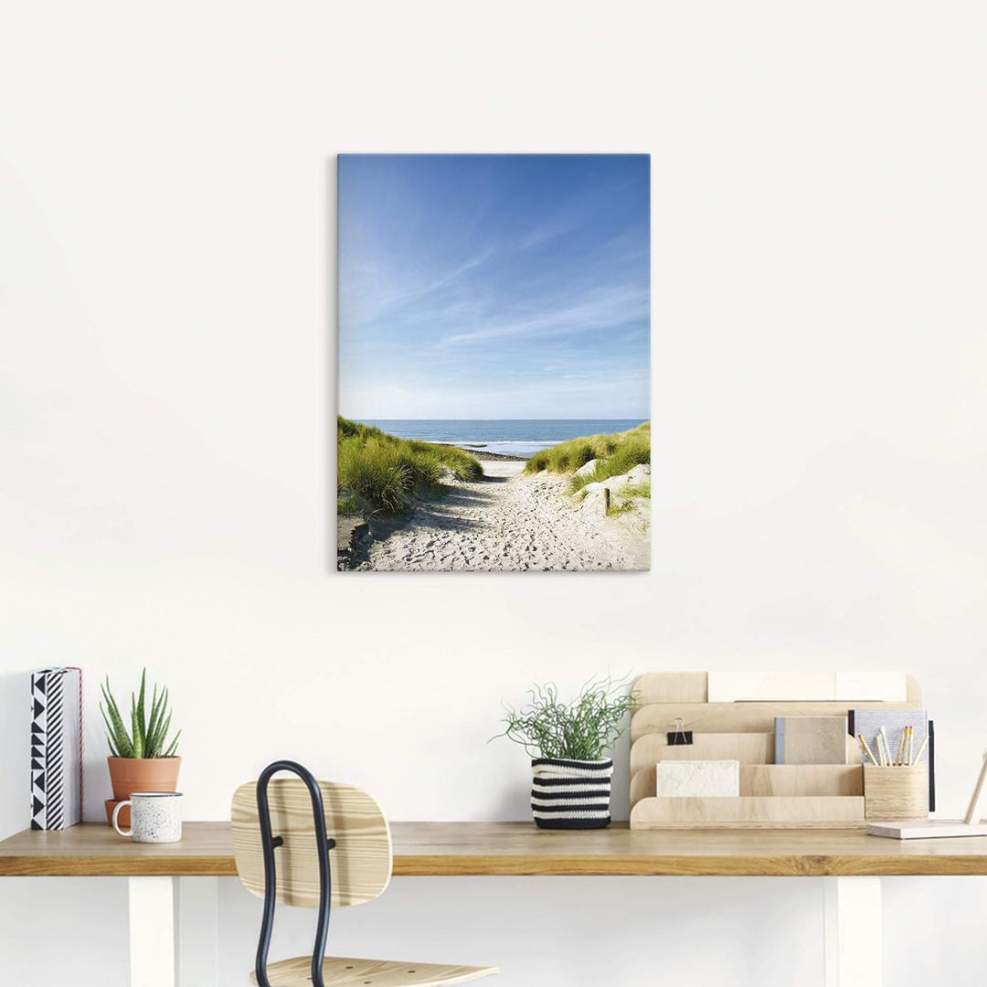 ARTland Leinwandbilder Wandbild Bild auf Leinwand 60x80 cm Strand Meer Küste Nordsee Sand Dünen Natu