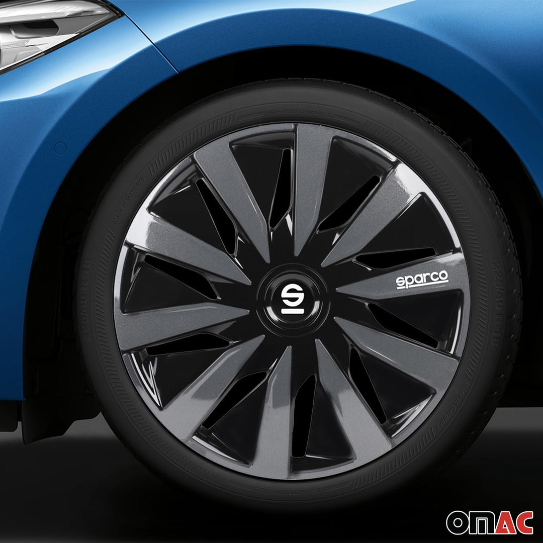 Sparco SPC1591BKGR wheel covers Lazio 15-inch black/grey Single, Single