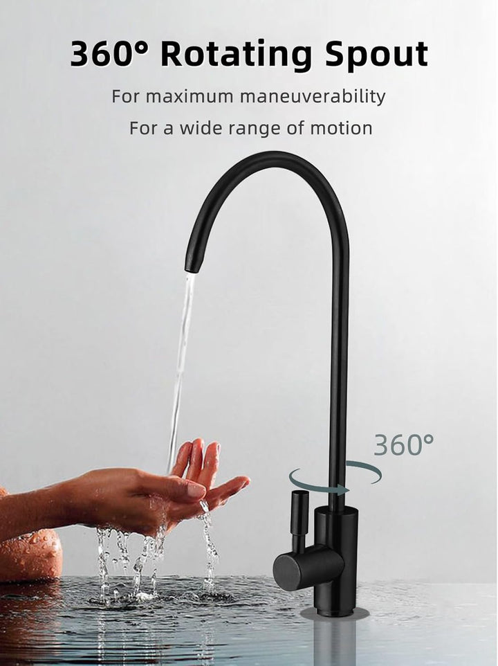 Trinkwasserhahn, mattschwarz, bleifreier Wasserfilter-Wasserhahn, Umkehrosmose-Wasserhahn für Küche,