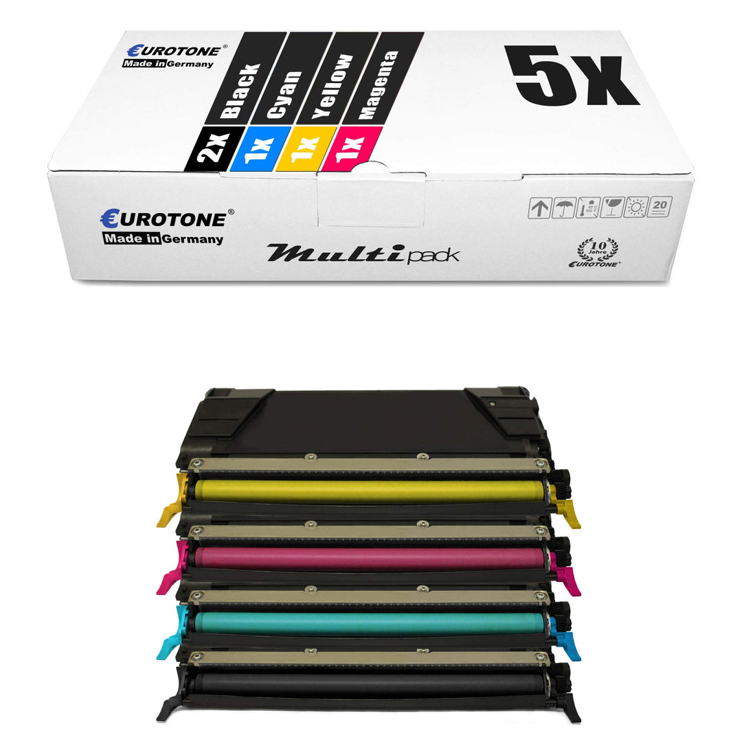 Eurotone 5er Set Toner ersetzt C746H1KG C746H1CG C746H1MG C746H1YG für Lexmark C746 C748 Duplex Netz