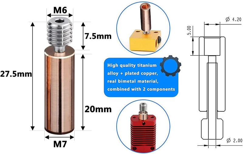 Upgrade All Metal Ender 3 Volcano Hotend High Flow High Speed, Bimetal Heatbreak Plated Copper Heate