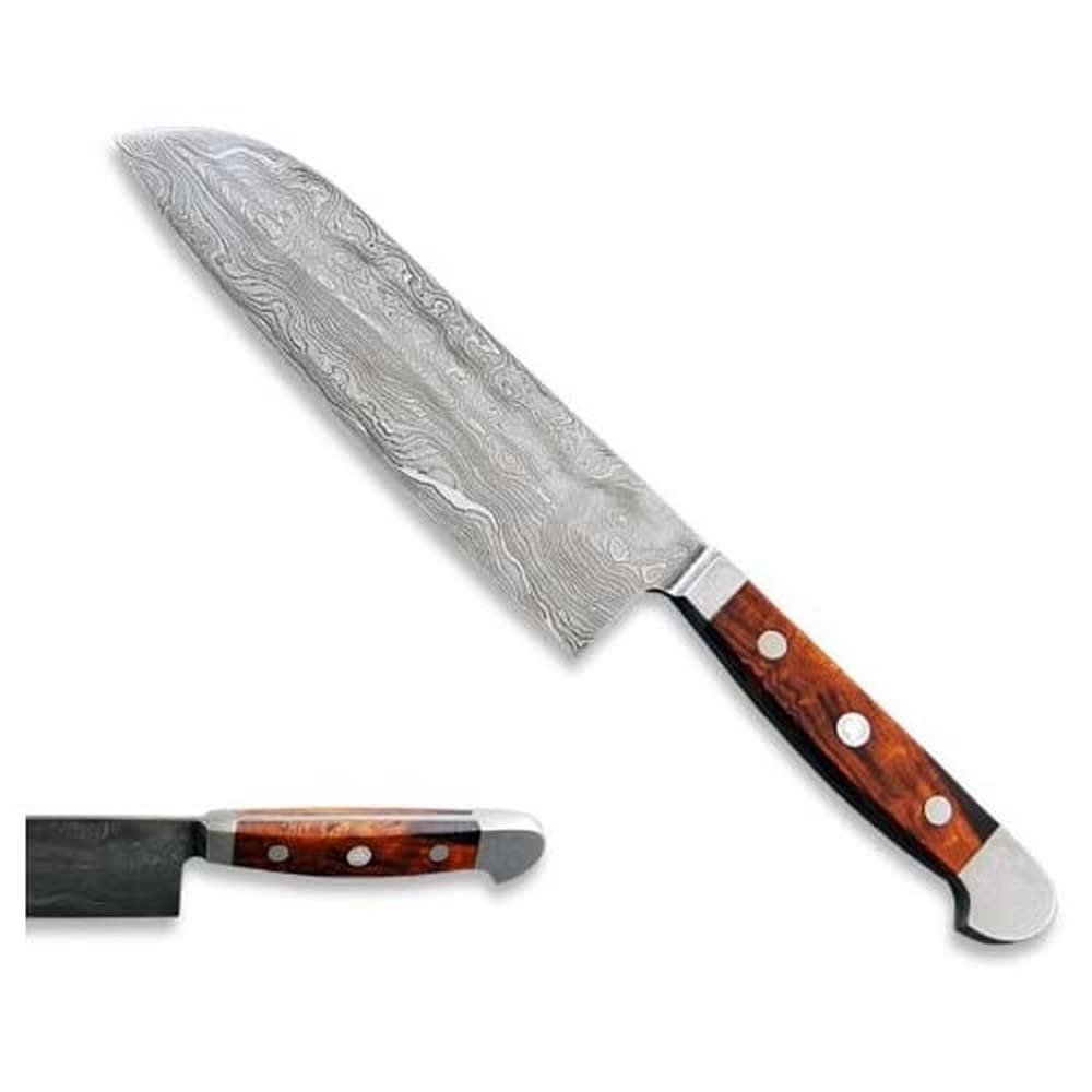 GÜDE Solingen - Santoku Messer Damaststahl geschmiedet, 18 cm, Wüsteneisenholz, F.GÜDE, Handmade Ger