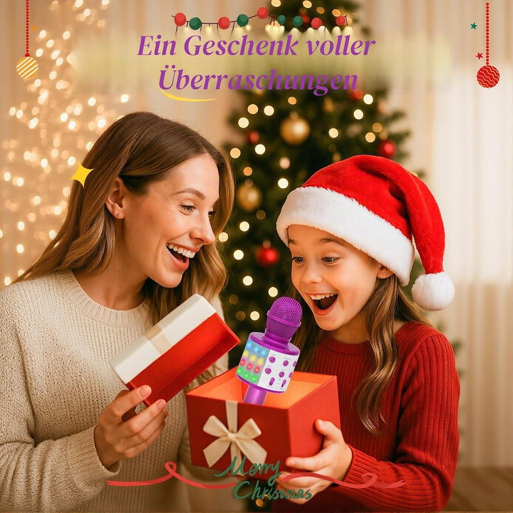 Fede Karaoke Mikrofon, Drahtloses Bluetooth Mikrofon für Kinder, Lustige Geschenke Spielzeug für Tee