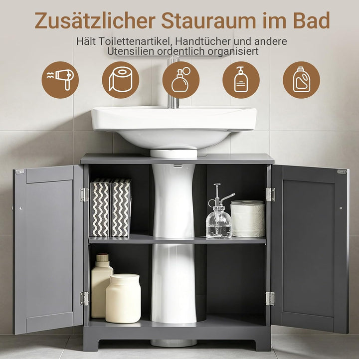 SoBuy BZR18-II-DG Waschbeckenunterschrank Badschrank Waschtisch Unterschrank Badmöbel Dunkelgrau BHT