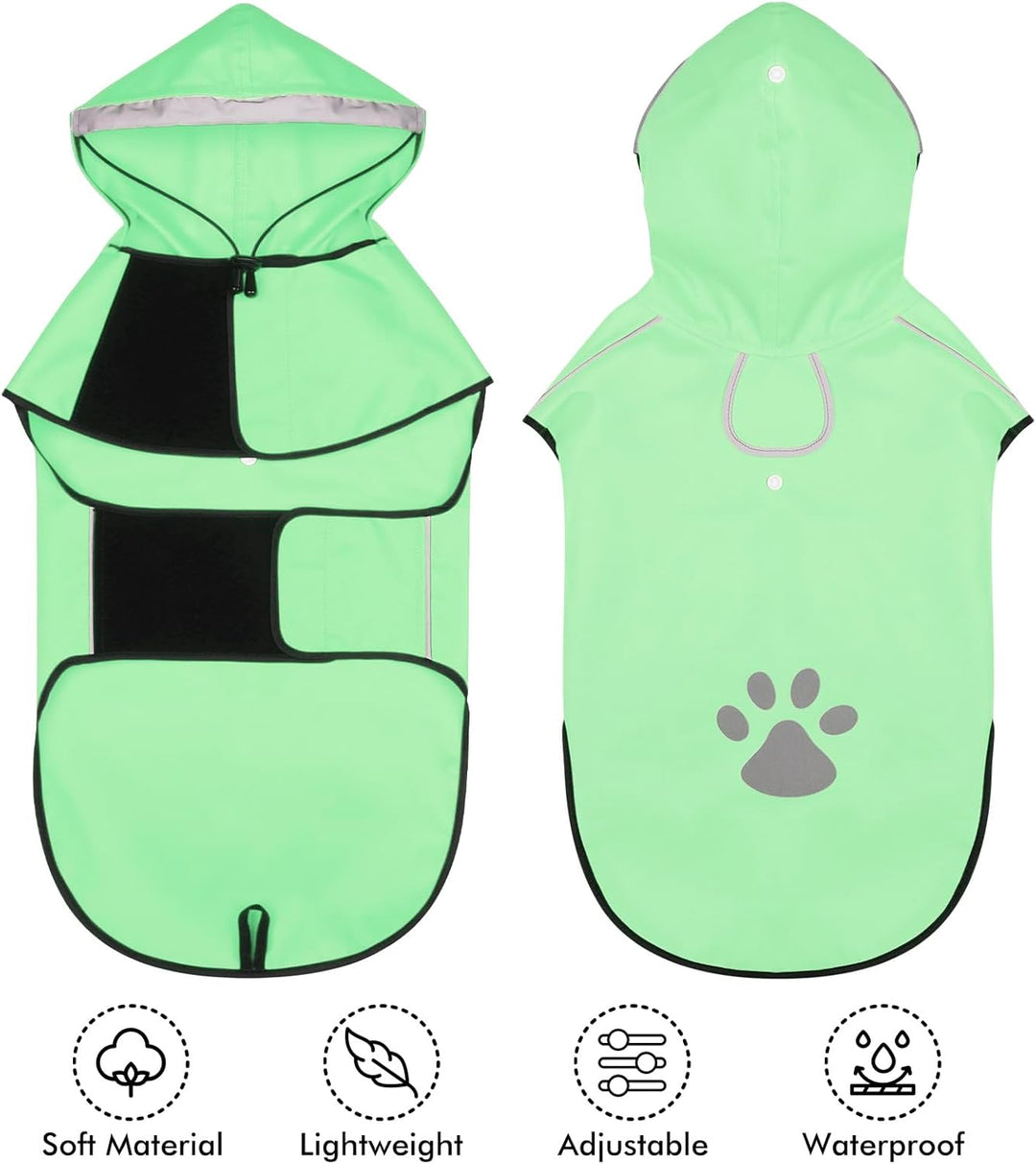 BiPawTi Verstellbar Regenmantel Hund Wasserdicht – Hunde-Regenjacke Reflektierenden Kapuze mit Verst