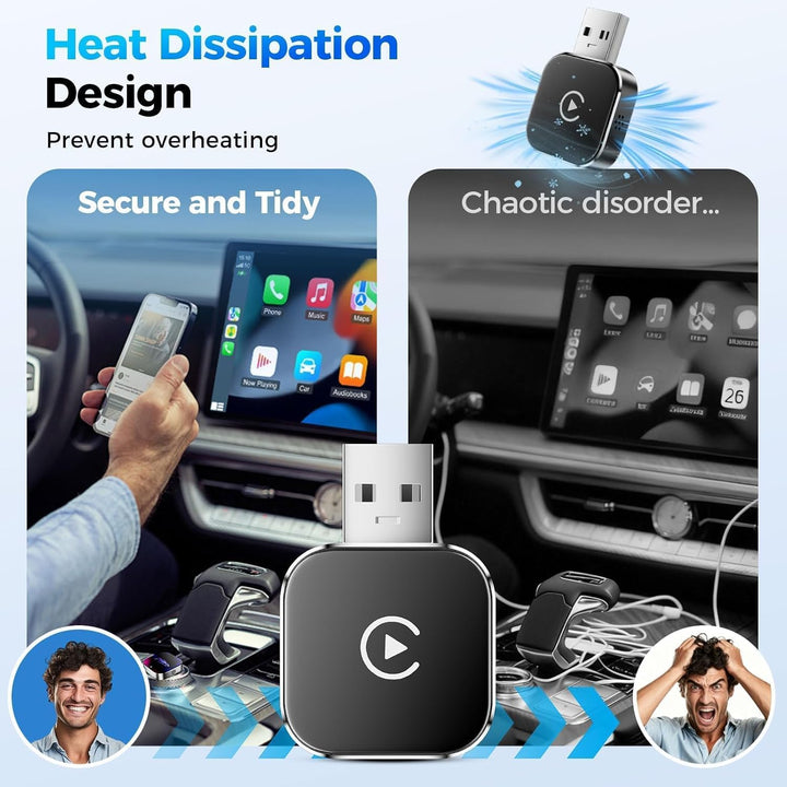 2026 Upgrade CarPlay Wireless Adapter&Android Auto Wireless Adapter,Automatische Wiederverbindung,Pl