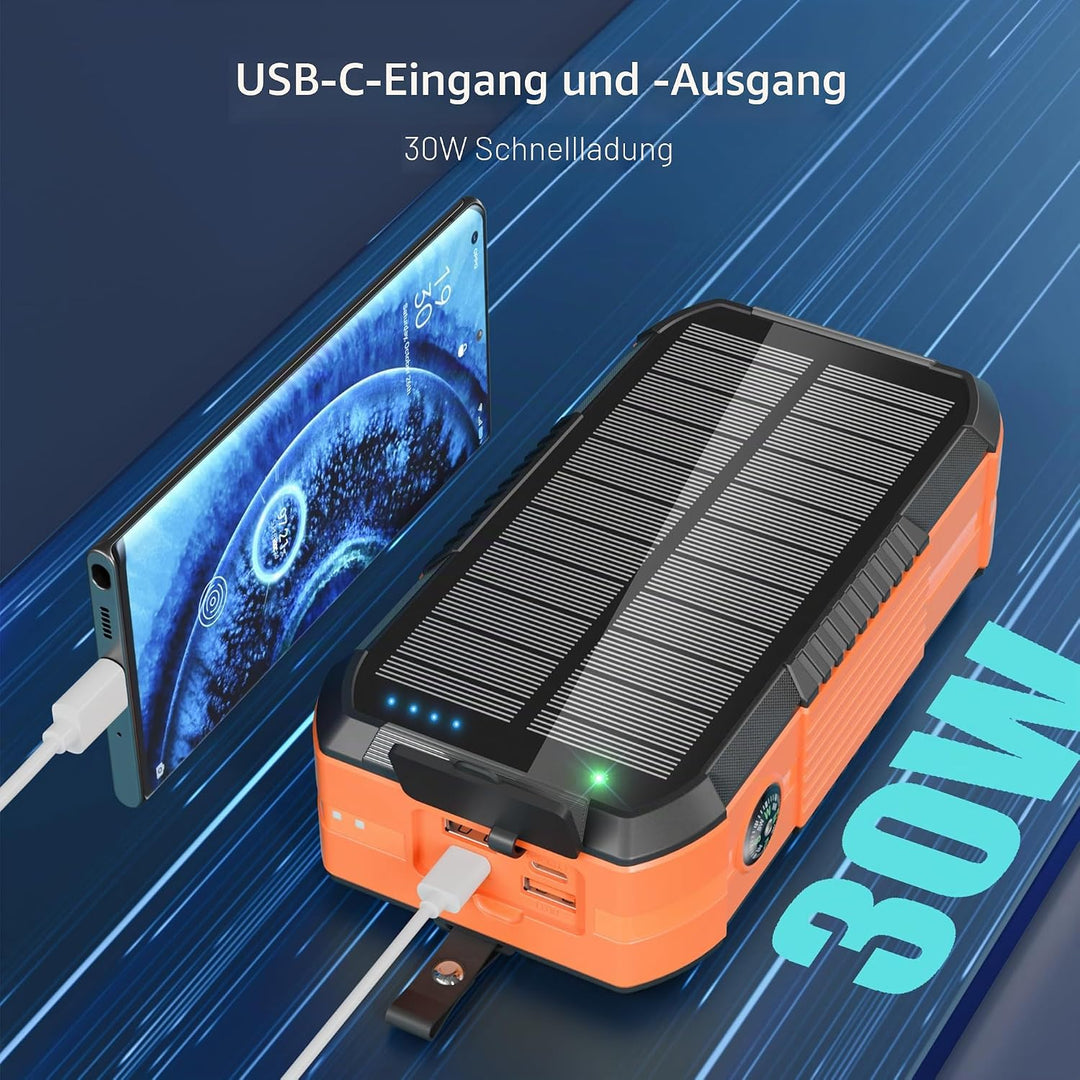 70000mAh Power Bank grosse Solar Powerbank 30W PD Wireless Externer Handyakku tragbares Ladegerät mi