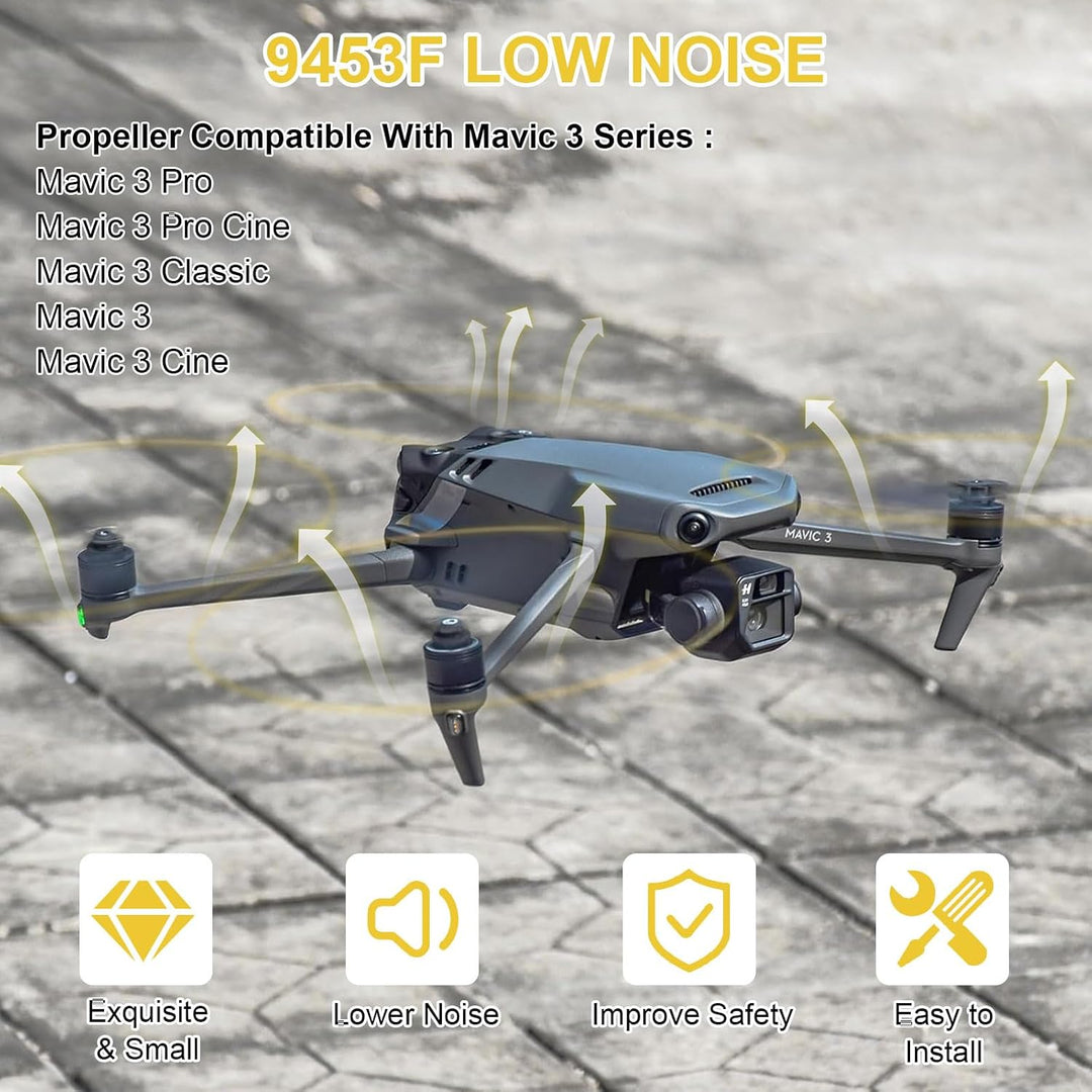 Mavic 3 Propeller, 8 Pcs Drohne Mavic 3 Pro Propeller mit Push-Typ-Schnellverschluss-Design, 9453F P