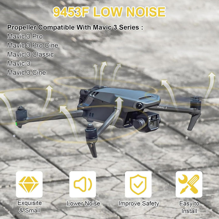 Mavic 3 Propeller, 8 Pcs Drohne Mavic 3 Pro Propeller mit Push-Typ-Schnellverschluss-Design, 9453F P
