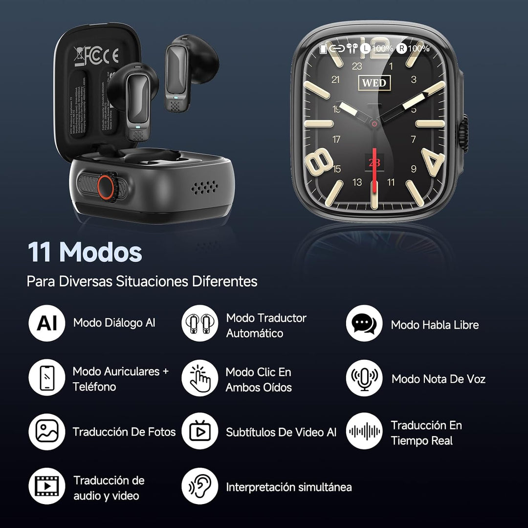 NE72 KI Übersetzer Kopfhörer, 3-in-1 Übersetzungskopfhörer in Echtzeit mit Touchscreen, 165 Sprachen