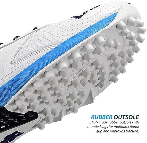 DSC Jaffa 22 Cricket Shoes | for Boys and Men | Lightweight | Embossed Design White Navy 45 EU, Whit