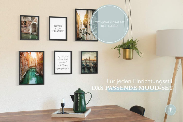 Papierschmiede® Mood Poster Set Venedig, Bilder Wohnzimmer Deko Schlafzimmer, 2x 30x40cm und 4x 21x3