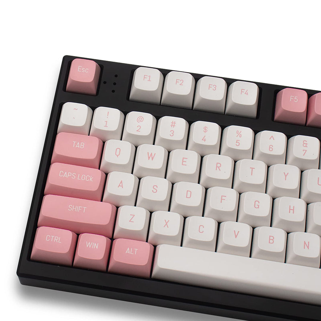 Double Shot Tastenkappen 150 Tasten MSA Profil ISO/ANSI Layout Rosa und Weiss Tastenkappen Set für C