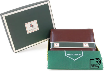 VISCONTI - Büffe Leder - Faltbrieftasche für Münzen und Scheine mit Geschenkbox - Milan - (MZ3) - Br