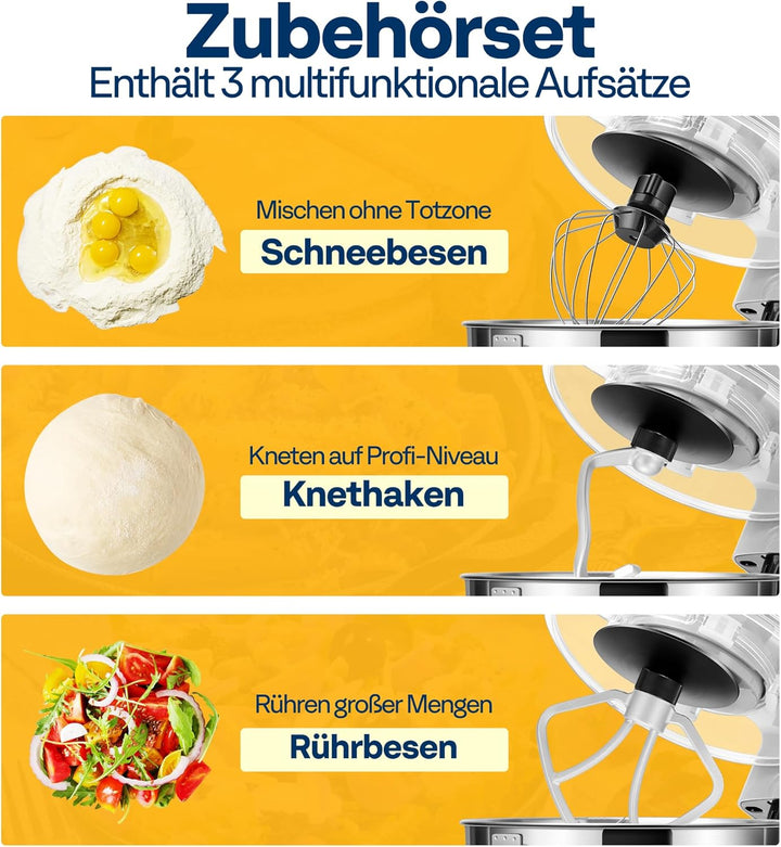 VIVOHOME Standmixer Küchenmaschine 5,7L Knetmaschine 1500W Küchenmaschinen mit 10 Geschwindigkeiten