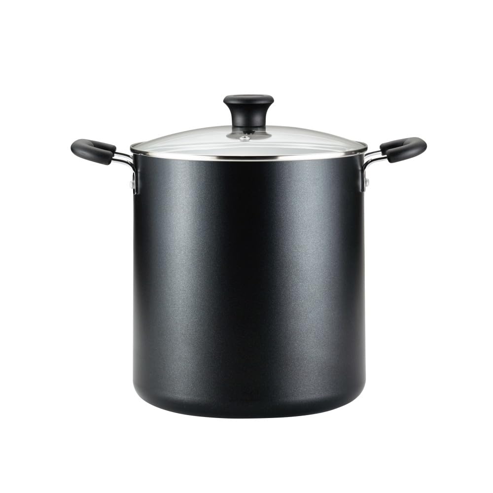 T-fal 2100092147 Edelstahl ofenfest spülmaschinenfest Suppentöpfe, Aluminium, schwarz 12-Quart, 11.4