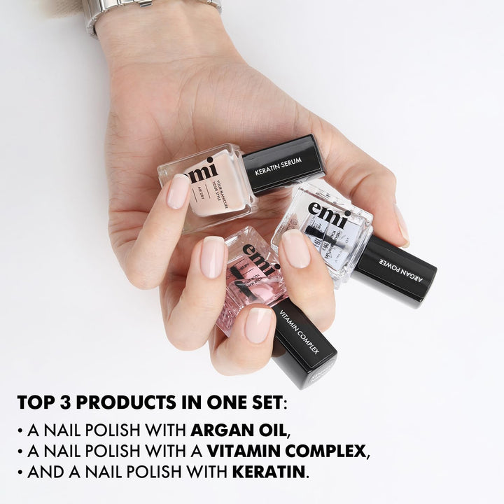 Trio zur Pflege von starken, gesunden und nährenden Nägeln, Vitamintherapie, Argan Power, A, E, und
