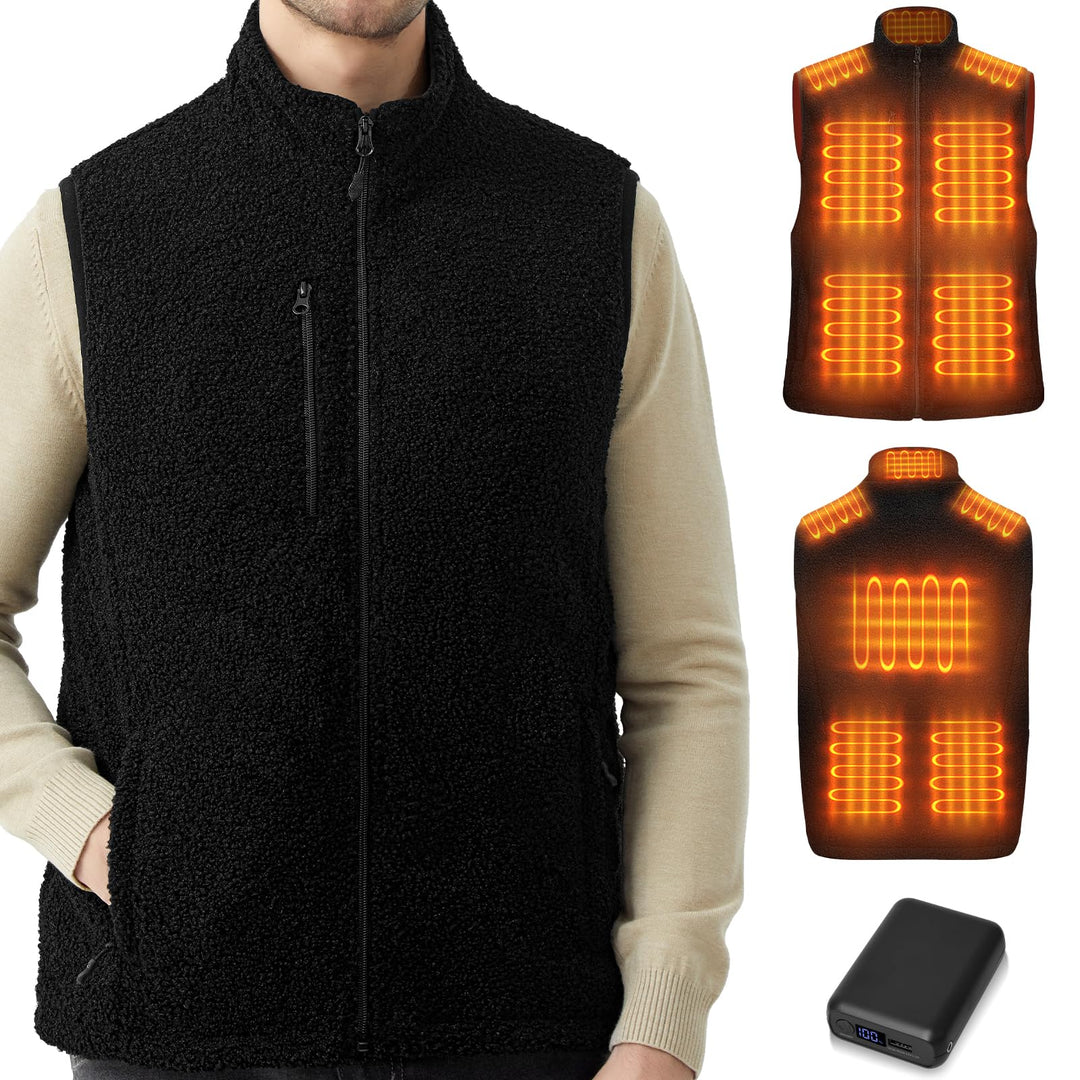 FrostVoyage Beheizbare Weste Damen Herren mit 18400mAh Powerbank, Fleece Heizweste Wärmeweste mit Ak