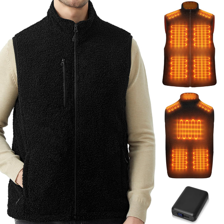 FrostVoyage Beheizbare Weste Damen Herren mit 18400mAh Powerbank, Fleece Heizweste Wärmeweste mit Ak