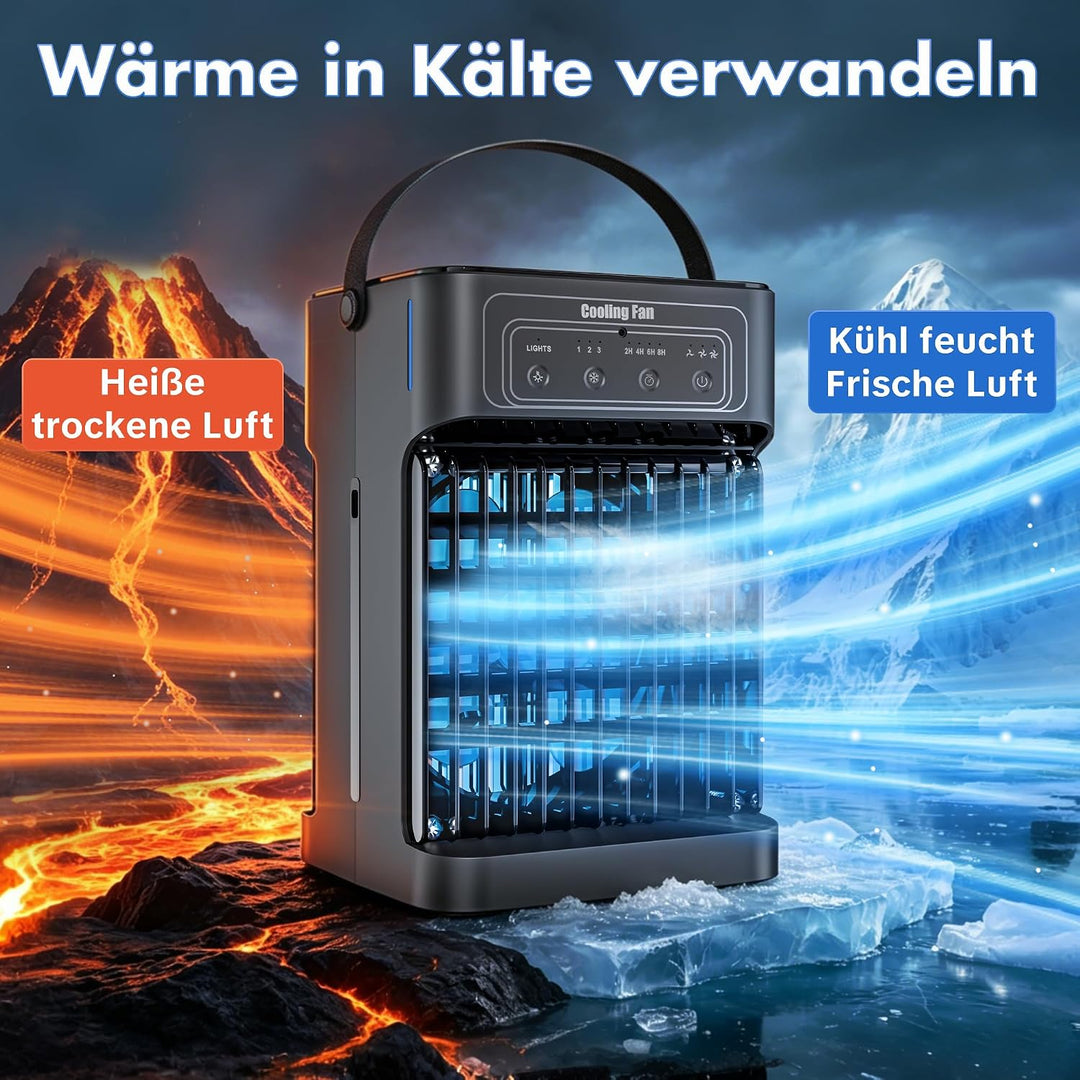 Klimaanlage Mobil, 4-in-1 Mobile Klimaanlage, Ventilator mit Wasserkühlung 1100ml Wassertank, Air Co