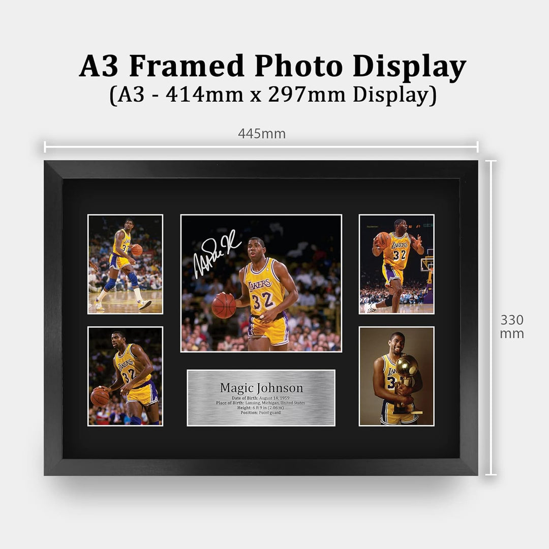 HWC Trading FR A3 Magic Johnson Lakers Geschenke Gedruckt, Signiert Autogramm-Präsentation-Display F