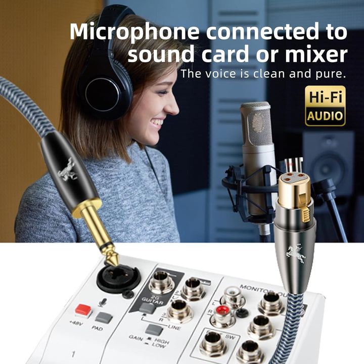 Impeto Audiophile XLR Buchse auf klinke 6,3mm（6.35mm） Mikrofonkabel ts Mono Klinke Kabel XLR 3 Polig