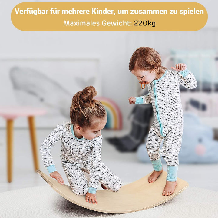 COSTWAY 90 x 30cm / 90 x 40cm Balance Board mit Filz, Balancierbrett aus Holz, Wackelbrett bis 220kg