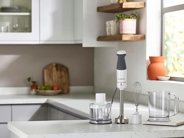 Kenwood Tauchmixer HBM40.302WH, TriBlade System mit 3 Klingen, 1 Geschwindigkeit und Turbo, Metallst
