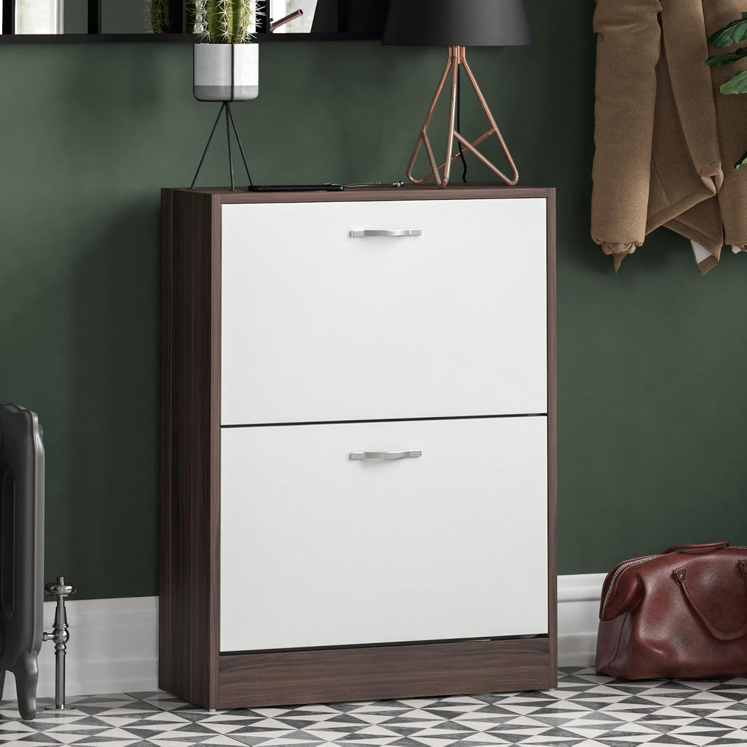 Vida Designs Schuhschrank mit 2 Klappfächern, Aufbewahrung für Schuhe, Organizer, Holzmöbel-Einheit,