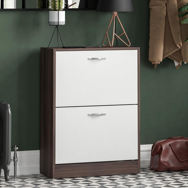 Vida Designs Schuhschrank mit 2 Klappfächern, Aufbewahrung für Schuhe, Organizer, Holzmöbel-Einheit,