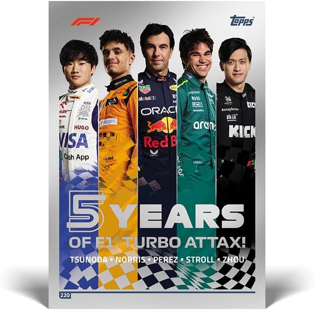 Topps Turbo Attax Formula 1 2024 - Mega Tin - Five Fold - enthält 66 Turbo Attax-Karten, darunter ei