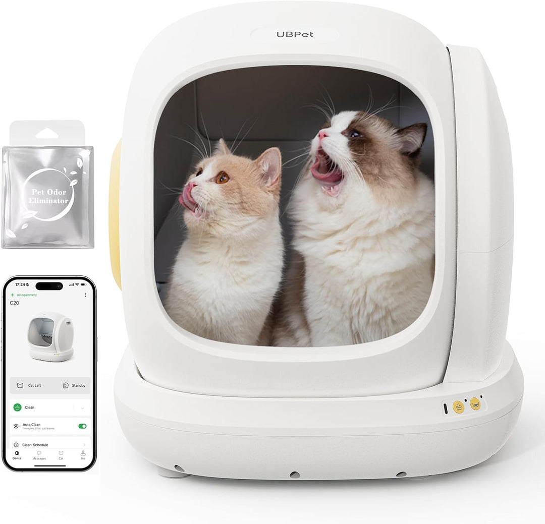 UBPET C20 Selbstreinigende Katzentoilette Katzenklo Selbstreinigend, Breite Öffnung/Grosser Raum/Nie