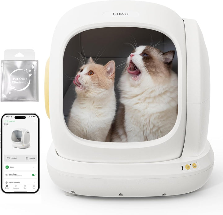 UBPET C20 Selbstreinigende Katzentoilette Katzenklo Selbstreinigend, Breite Öffnung/Grosser Raum/Nie