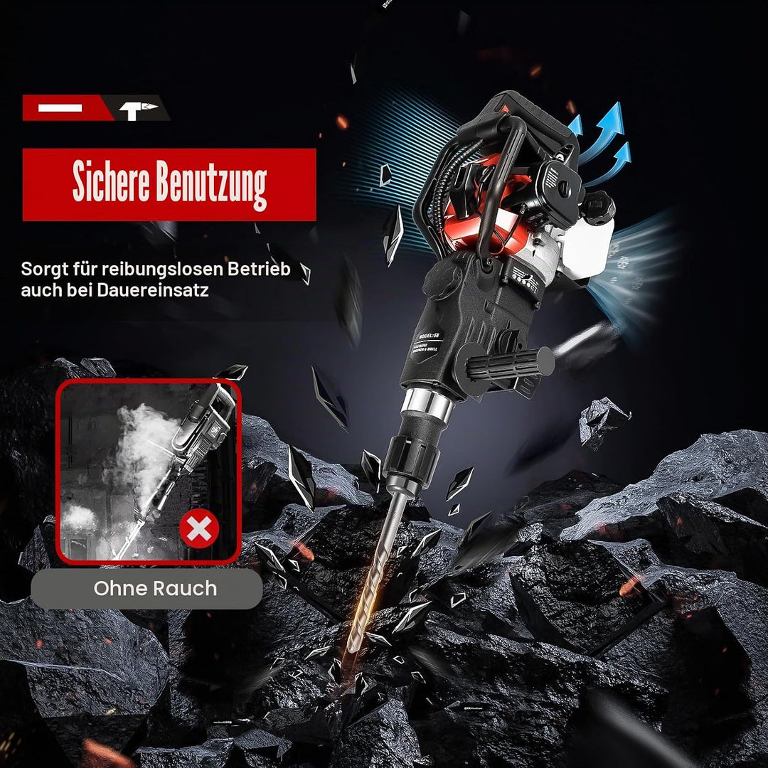 1200W Abbruchhammer Benzin,Stemmhammer Meisselhammer,Stemmhammer Meisselhammer,2-Takt Motor,32.6 cc,