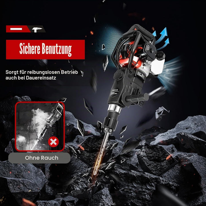 1200W Abbruchhammer Benzin,Stemmhammer Meisselhammer,Stemmhammer Meisselhammer,2-Takt Motor,32.6 cc,