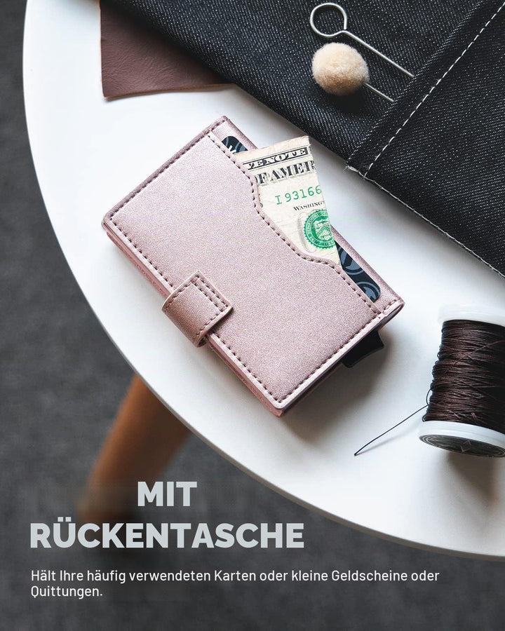 VULKIT Kreditkartenetui Damen RFID Schutz mit 3 Kartenfächern und 1 Ausweisfenster Klein Kartenetui