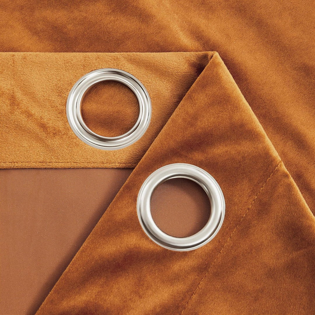 GIGIZAZA Dekorative Schwarze Vorhänge, 132 x 285 cm (Breite x Länge) Samt Orange Wohnzimmer Öse Tüll