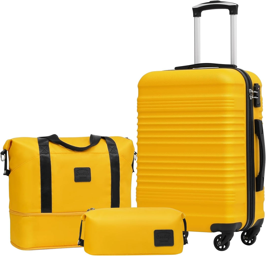 COOLIFE Koffer-Set Trolley Koffer ABS Hartschale Reisekoffer 4 Rollen TSA-Schloss einziehbarer Troll