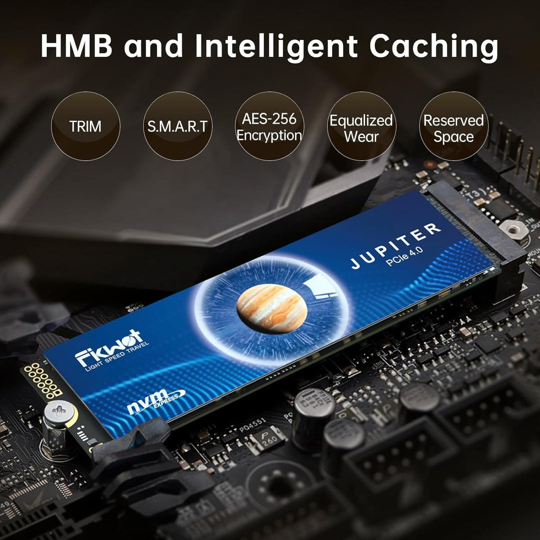 Fikwot FX991 M.2 SSD, 1TB NVMe SSD M.2, PCIe Gen4, Bis zu 7300MB/s Lesen, Interne SSD für PS5 Gaming