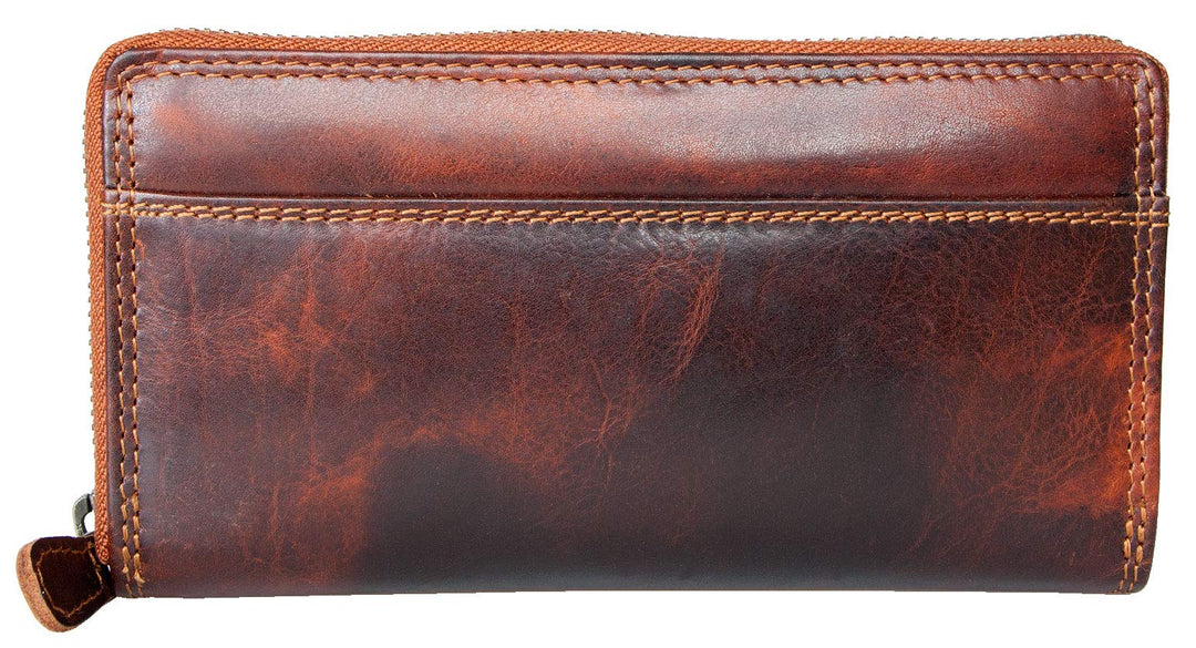Bull Burry Metall-Reissverschluss-Brieftasche Tasche für das ganze Telefon aus einem starken echten