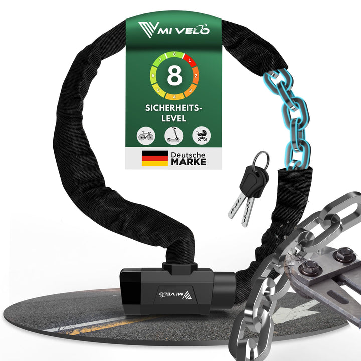 MIVELO Fahrradschloss Kettenschloss hohe Sicherheit - Schloss Fahrrad mit 6mm Vierkant-Kette I Radsc