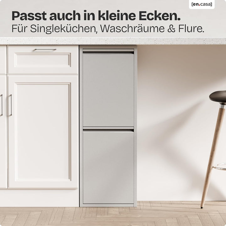 [en.casa] Mülltrennsystem Sollentuna Mülleimer 2 Fächer Küche 2 x 14 L Abfalleimer Müllschrank schma
