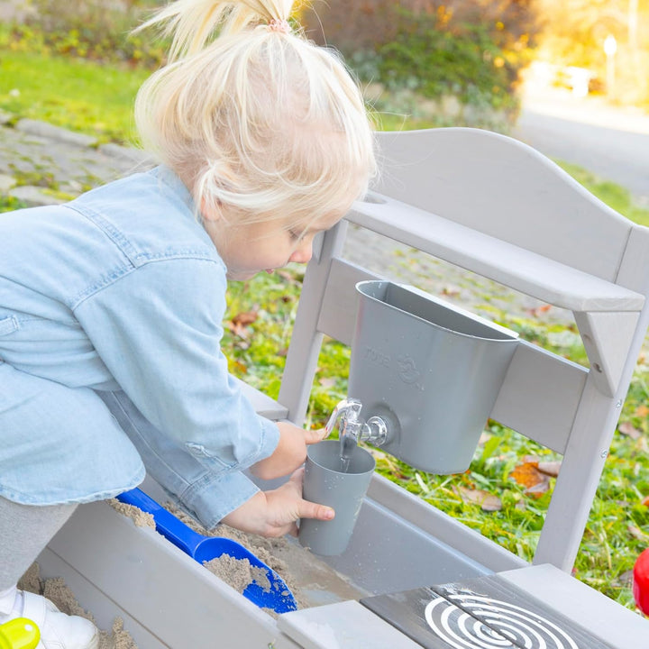roba Matschküche für Kinder zum Aufhängen - Funktionelle Outdoor Spielküche mit Wasserspender &amp; Zube
