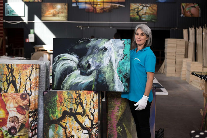 Startonight Bilder Weisse Aquamarine Pferd, Leinwandbilder Moderne Kunst, Tiere Wanddeko Kunstdrucke