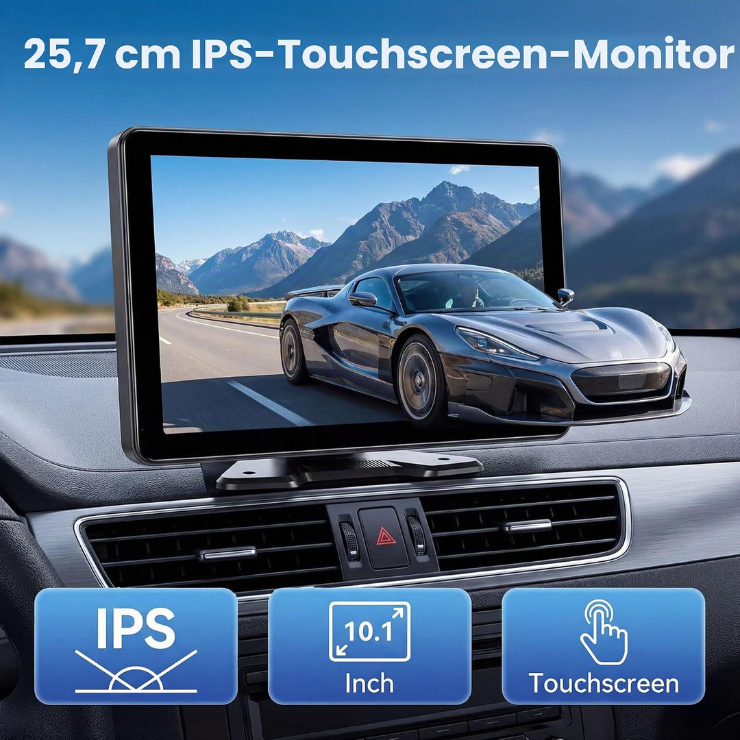 CAMECHO Rückfahrkamera 4 Kameras Set 10,1" IPS HD Monitor 4 Geteilte Rück und Vorder Kamera Weitwink