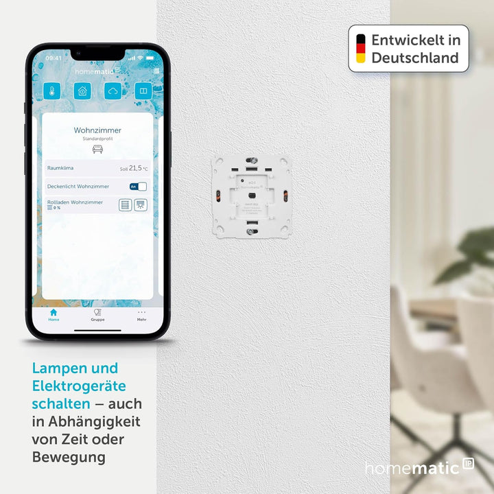 Homematic IP Smart Home Schaltaktor für Markenschalter – 2-fach, zwei Leuchten smart schalten, Energ