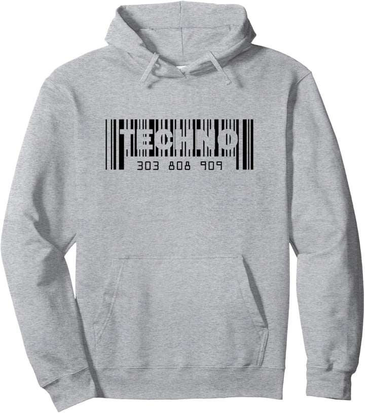 Techno Barcode 303 808 909 | Acid House Techno Music Festival Pullover Hoodie